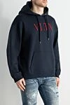 Valentino Men's cotton and polyamide hoodie blue - Pattern print. Hood. 94% cotton, 6% polyamide. Closure: Drawstring. Country of manufacture: Italy. Care: specialized cleaning - photo 3