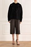 Худи из хлопка и эластана черное женское Valentino - Декор логотип . капюшон, застежка кулиска. 98% хлопок, 2% эластан. Страна производитель: Италия. Уход: специализированная чистка - фото 2