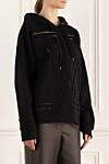 Valentino Худи из хлопка и эластана черное женское - Декор логотип . капюшон, застежка кулиска. 98% хлопок, 2% эластан. Страна производитель: Италия. Уход: специализированная чистка - фото 3