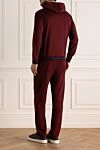 Men's sports suit made of cotton and elastane in burgundy. Stefano Ricci - Contrast trim. 95% cotton, 5% elastane. Closure: Drawstring, zipper. Four side pockets. Country of manufacture: Italy. Care: specialized cleaning - photo 4