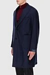 Tombolini Blue woolen coat for men - 100% wool. buttons. two patch pockets. Country of manufacture: Italy. Care: specialized cleaning - photo 3