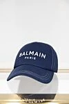 Balmain Кепка хлопковая синяя женская - вышитый логотип. Застежка клипса, Размер козырька: 18х7 cм. логотип. 100% хлопок. Страна производитель: Франция. Уход: специализированная чистка - фото 5