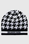 Balmain Black woolen hat for women - houndstooth jacquard pattern. 100% wool. Country of manufacture: Italy. Care: specialized cleaning - photo 1