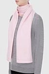 Woolen pink scarf for women Balmain - jacquard with the initials of Pierre Balmain. 100% wool. Country of manufacture: Italy. Care: specialized cleaning - photo 2