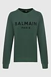 Balmain Свитшот хлопковый зеленый мужской - логотип Balmain. 97% хлопок, 3% эластан. Страна производитель: Франция. Уход: специализированная чистка - фото 1