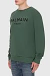 Balmain Cotton green sweatshirt for men - Balmain logo. 97% cotton, 3% elastane. Country of manufacture: Italy. Care: specialized cleaning - photo 3