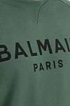 Balmain Світшот бавовняний зелений чоловічий - логотип Balmain. 97% бавовна, 3% еластан. Країна виробник: Італія. Догляд: спеціалізоване чищення - фото 5