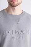 Balmain Gray cotton sweatshirt for men - 100% cotton. Country of manufacture: Italy. Care: specialized cleaning - photo 5