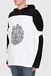 Balmain Hoodie cotton white men's - drawing of a lion on the chest. 100% cotton. Country of manufacture: Italy. Care: specialized cleaning - photo 3