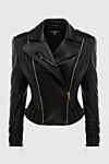 Balmain Black leather jacket for women - zipper on the lapel. 100% genuine leather. Fastener: zipper. Country of manufacture: Italy. Care: specialized cleaning - photo 1