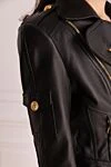 Balmain Black leather jacket for women - zipper on the lapel. 100% genuine leather. Fastener: zipper. Country of manufacture: Italy. Care: specialized cleaning - photo 5