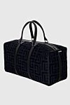 Balmain Black men's travel bag - Black leather inserts, comes with protective case. 90% cotton, 10% polyester (PL), 100% genuine leather. Dimensions: 21 x 51 x 25 cm. Fastener: zipper. Country of manufacture: Italy. Care: specialized cleaning - photo 3