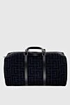 Black men's travel bag Balmain - Black leather inserts, comes with protective case. 90% cotton, 10% polyester (PL), 100% genuine leather. Dimensions: 21 x 51 x 25 cm. Fastener: zipper. Country of manufacture: Italy. Care: specialized cleaning - photo 4