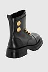 Black leather boots for women Balmain - golden appliques with embossed logo. 100% genuine leather. Country of manufacture: Italy. Care: specialized cleaning - photo 4