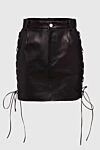 Magda Butrym Women black leather mini skirt with lacing - Decoration: lacing on both sides. two pockets. 100% leather. zipper, button. Country of manufacture: Italy. Care: specialized cleaning - photo 1