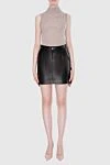 Women black leather mini skirt with lacing Magda Butrym - Decoration: lacing on both sides. two pockets. 100% leather. zipper, button. Country of manufacture: Italy. Care: specialized cleaning - photo 2