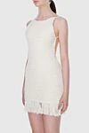 Magda Butrym White polyester dress for women - hidden zipper. fringe, knitted cut. 100% polyester. Country of manufacture: Italy. Care: specialized cleaning - photo 3