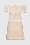 Magda Butrym Beige cotton and viscose skirt suit for women - fringe, perforation. 75% cotton, 25% viscose. Closure: drawstring. Country of manufacture: Italy. Care: specialized cleaning - photo 7