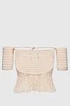 Beige cotton and viscose top for women Magda Butrym - fringe, knitted structure. 75% cotton, 25% viscose. Country of manufacture: Italy. Care: specialized cleaning - photo 6