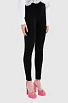 Magda Butrym Women's slim-fit cropped pants black - 96% wool, 4% elastane. elastic belt. Country of manufacture: Italy. Care: specialized cleaning - photo 3