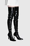 Thigh-high boots women's leather high patent black Magda Butrym - leather. Heel height: 10 cm. zipper. Country of manufacture: Italy. Care: specialized cleaning - photo 2