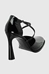 Magda Butrym Women's black leather shoes with crisscross straps - cross straps. genuine leather. Heel height: 10 centimeters. buckle. Country of manufacture: Italy. Care: specialized cleaning - photo 3