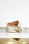 White leather belt for women Magda Butrym - Decoration: buckle logo. 100% genuine leather. Fastener: decorative buckle. Country of manufacture: Italy. Care: specialized cleaning - photo 4