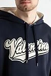 Valentino Худі чоловіче з бавовни синє - Принт малюнка. Капюшон. 100% бавовна. Куліска. Країна виробник: Італія. Догляд: спеціалізоване чищення - фото 5