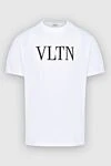 Valentino White cotton T-shirt for men - logo print. 100% cotton. Country of manufacture: Italy. Care: specialized cleaning - photo 1