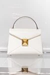 Valentino Women's white leather bag with geometric inserts - metal inserts. genuine leather. Fastener: magnetic button. Country of manufacture: Italy. Care: specialized cleaning - photo 7