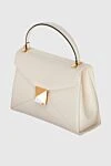 Valentino Women's white leather bag with geometric inserts - metal inserts. genuine leather. Fastener: magnetic button. Country of manufacture: Italy. Care: specialized cleaning - photo 3