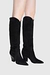 Women's suede cowboy boots, black Santoni - suede. Heel height: 9 cm. Country of manufacture: Italy. Care: specialized cleaning - photo 2