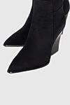 Santoni Women's suede cowboy boots, black - suede. Heel height: 9 cm. Country of manufacture: Italy. Care: specialized cleaning - photo 5