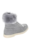 Women's gray boots made of leather and fur Santoni - fur. nubuck, fur. Heel height: 2 centimeters. lacing. Country of manufacture: Italy. Care: specialized cleaning - photo 4