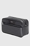 Cosmetic bag made of genuine leather, black Serapian - logo, textured leather. 100% genuine leather. side pocket with zipper. Closure: zipper. Country of manufacture: Italy. Care: specialized cleaning - photo 2