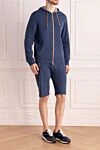 Barba Napoli Blue sports suit with shorts for men - Composition: 66% cotton, 34% polyamide. Closure: zipper, Hood drawstring. Pockets: two pockets. Hood: yes. Country of manufacture: Italy. Care: specialized cleaning - photo 3