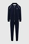 Brunello Cucinelli Костюм спортивний чоловічий з бавовни синій - Логотип бренду, контрастні лінії. Капюшон. 100% бавовна. Куліска, блискавка. Чотири бічні кишені, кишеня кенгуру. Країна виробник: Італія. Догляд: спеціалізоване чищення - фото 1