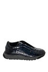 Santoni Crocodile leather sneakers blue for men - 100% crocodile skin. lacing. Country of manufacture: Italy. Care: specialized cleaning - photo 1