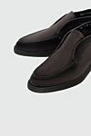 Santoni Brown nubuck loafers for men - natural fur lining. 100% nubuck. Country of manufacture: Italy. Care: specialized cleaning - photo 5