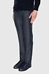 Cesare di Napoli Men's gray wool trousers - 100% wool. button, zipper, drawstring. two side pockets, two back pockets. Country of manufacture: Italy. Care: specialized cleaning - photo 3