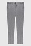 Cesare di Napoli Gray wool trousers for men - 98% wool, 2% elastane. button, zipper, drawstring. two side pockets, two back pockets. Country of manufacture: Italy. Care: specialized cleaning - photo 1