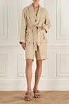 Beige linen suit with shorts for women Peserico - 100% linen. Closure: buttons. two pockets. Country of manufacture: Italy. Care: specialized cleaning - photo 2