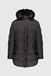 Moorer Men's down jacket made of polyamide black - Additionally: Hood with fur. Composition: 100% polyamide. Closure: Zipper, buttons. Pockets: Two side pockets. Lining: 100% natural fur. Country of manufacture: Italy. Care: specialized cleaning - photo 1