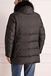 Men's down jacket made of polyamide black Moorer - Additionally: Hood with fur. Composition: 100% polyamide. Closure: Zipper, buttons. Pockets: Two side pockets. Lining: 100% natural fur. Country of manufacture: Italy. Care: specialized cleaning - photo 4