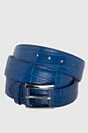 Cesare di Napoli Crocodile leather belt blue for men - Textured leather. 100% crocodile leather. Size: Width 4cm. Buckle. Country of manufacture: Italy. Care: specialized cleaning - photo 1