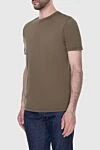 Straight-cut T-shirt in a muted olive tone made of soft jersey (markdown) Cesare di Napoli - 88% cotton, 12% elastane. Country of manufacture: Italy. Care: specialized cleaning - photo 4