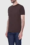 Cesare di Napoli Men's knitted T-shirt in a noble coffee-chocolate shade (markdown) - 100% cotton. Country of manufacture: Italy. Care: specialized cleaning - photo 3