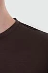 Cesare di Napoli Men's knitted T-shirt in a noble coffee-chocolate shade (markdown) - 100% cotton. Country of manufacture: Italy. Care: specialized cleaning - photo 5