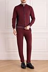 Sports suit for men made of silk and cotton burgundy Billionaire - Contrast zipper and cuffs, brand logo. 50% silk, 50% cotton. Closure: Drawstring, zipper. Four side pockets. Country of manufacture: Italy. Care: specialized cleaning - photo 2