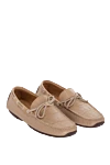 Cesare di Napoli Men's moccasins made of genuine leather and alligator leather beige - Decorative lacing. 50% genuine leather, 50% alligator skin. Interior: Leather. Insole: Leather. Outsole: Other materials. Country of manufacture: Italy. Care: specialized cleaning - photo 3